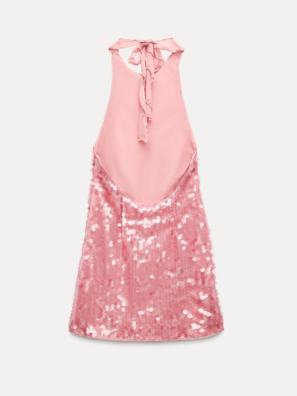 ZARA NWT Pink Sequin Open Back Mini Dress Halter Party Birthday S 8741/271 - Picture 4 of 8